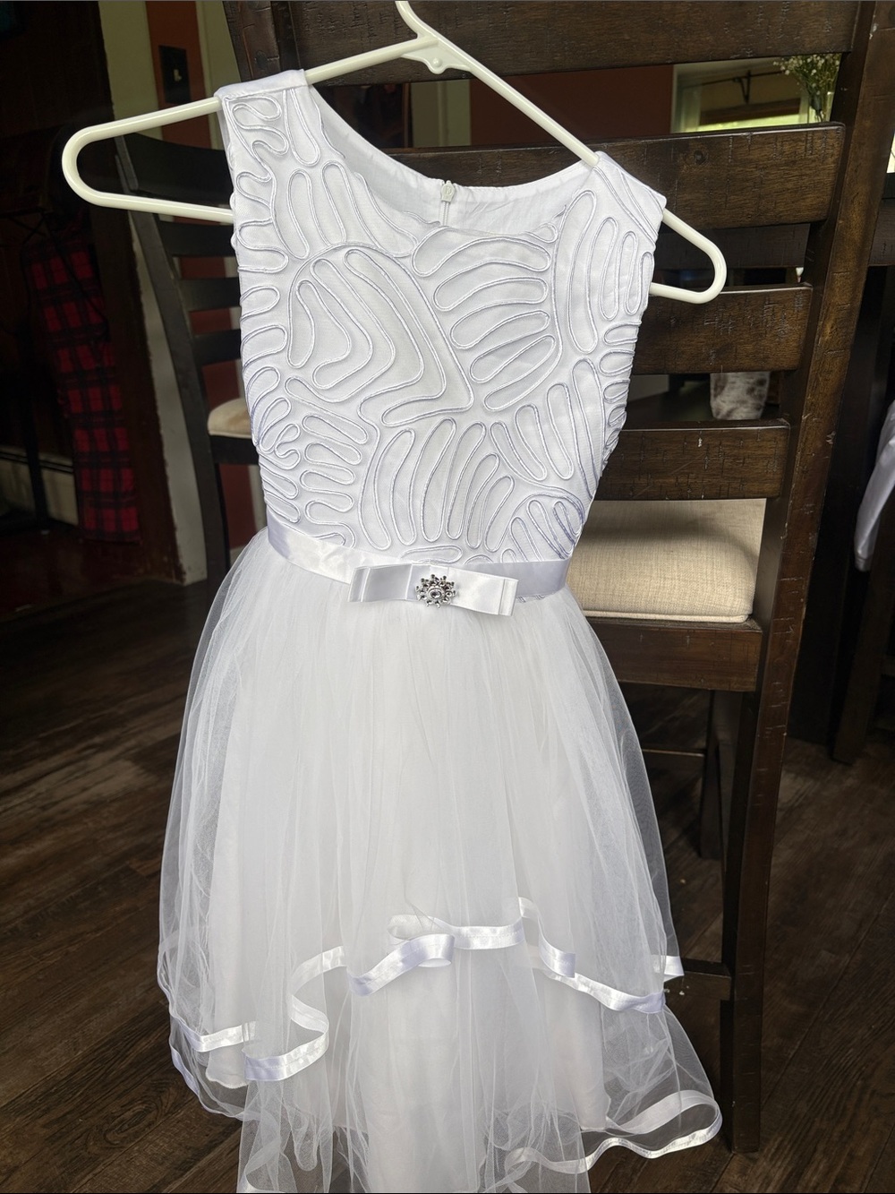 White Tulle Flower Girl Dress with Satin Bow